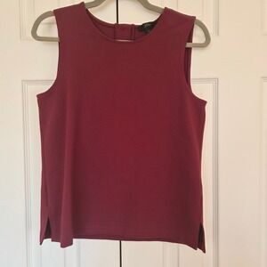 J.Crew Burgundy Ponte Knit Sleeveless Top Rhinestone Button Back XS